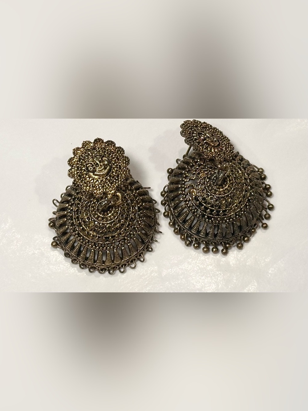 Indian Jhumka Earrings Antique Gold Tone Statement Earrings Mumbai